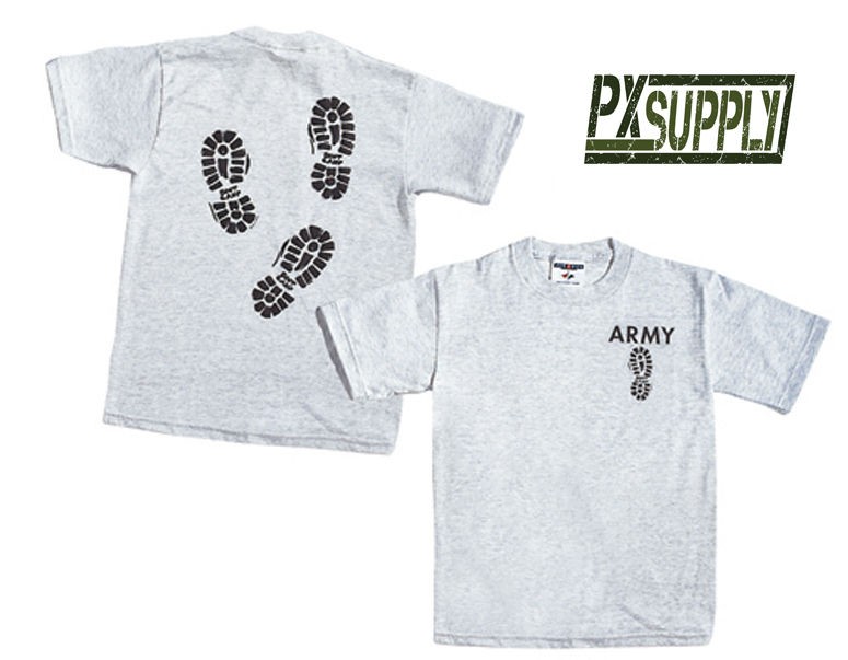 KIDS ARMY T SHIRT BOOT CAMP COMBAT BOOT PUFF PRINT 100% COTTON ROTHCO 