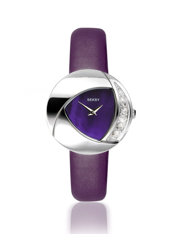 Seksy Sekonda Ladies Eclipse Crystal Ston Purple Patent Leather Strap 