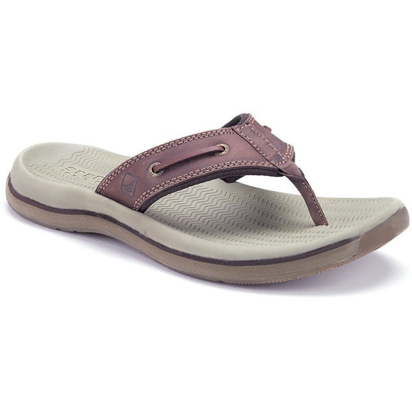 Mens Sperry Top Sider Santa Cruz Thong Thong Sandals Chocolate *New 