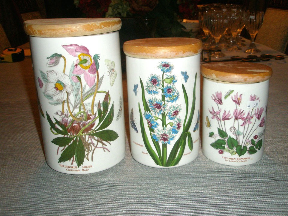 Canisters PORTMEIRION The Botanic Garden Cyclamen Christmas Rose 