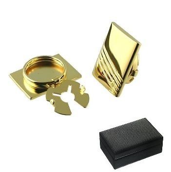 new mens shirt cuff button covers rectangular gold plated with