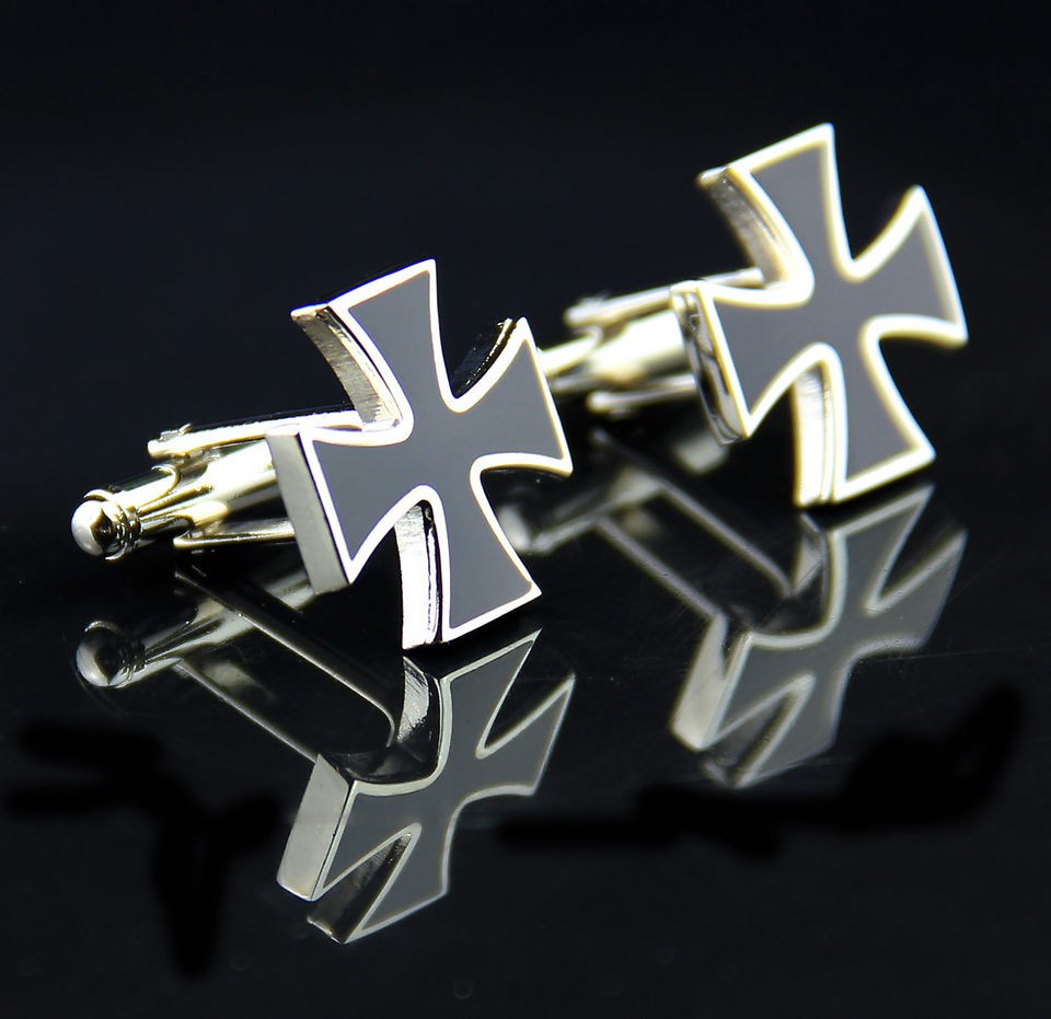 CU109 19mm New Fancy Silver Black CUFFLINKS Cuff Links for shirt