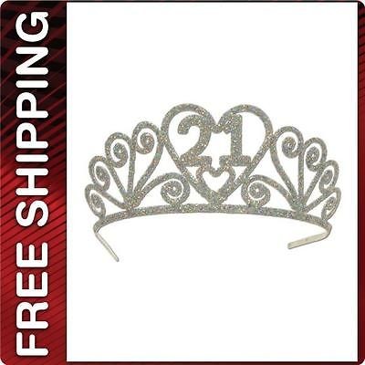 Glittered 21st Birthday Tiara Masquerade Costume Club Party Outfit 