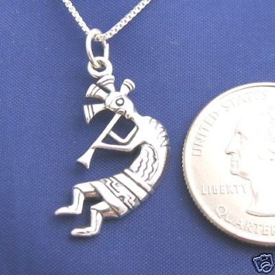 KOKOPELLI 18 Inch Womens Necklace 925 Silver Zuni Hopi N62.A*