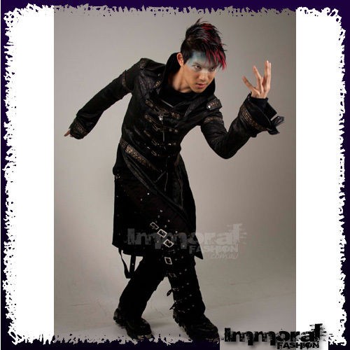 PUNK RAVE STEAM PUNK MILITARY TRENCH COAT   PUNK/GOTHIC/BLACK/JACKET 