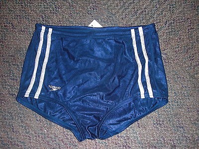 New Mens Speedo Stripe Square Leg Nylon Swimsuit Short Swim Sz 30 $32 