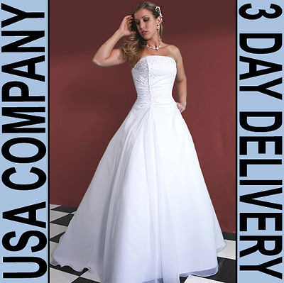Strapless Organza hand beaded Wedding Dress Gown Size 06 White   Brand 