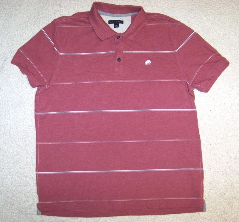 BANANA REPUBLIC red POLO SHIRT   elephant logo STRIPES   MENS XL 46 