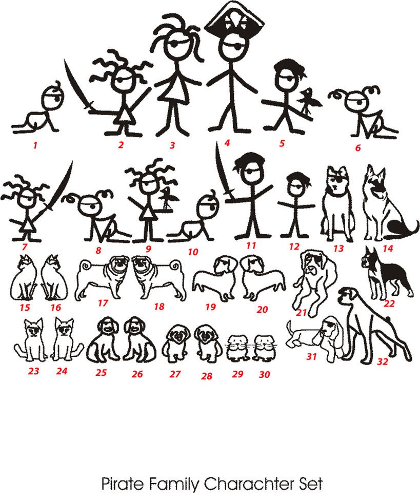   Stick People Family Vinyl Sticker, Family Car Stickers, Bumper Decal