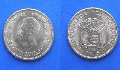 ecuador un 1 sucre coin 1946 unc 26mm from canada