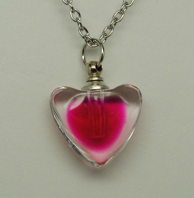   GLASS HEART CREMATION URN NECKLACE GLASS CREMATION JEWELRY PET URN TOO