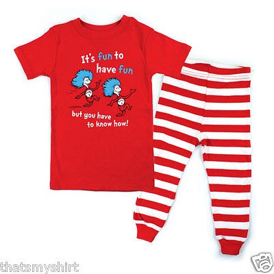 new dr seuss thing 1 and 2 shirt and pants pajamas set