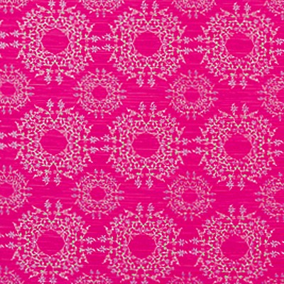 Flocked Taffeta Fabric  Fuschia Pink & Black Damask Flocking