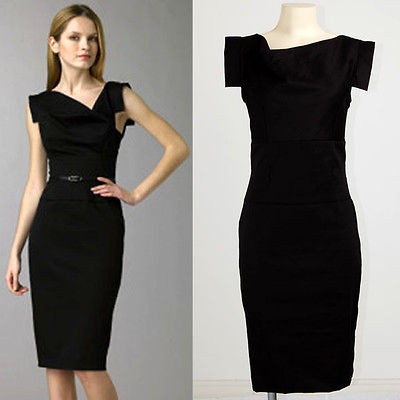 Celeb Classic Cowl Neck Mad Men Tailored Workwear Sheath Evening 