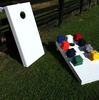   BIRCH WOOD TOP PRIMER CORNHOLE BOARDS W/ 8 Bags Bean Bag Toss 2x4 Ft