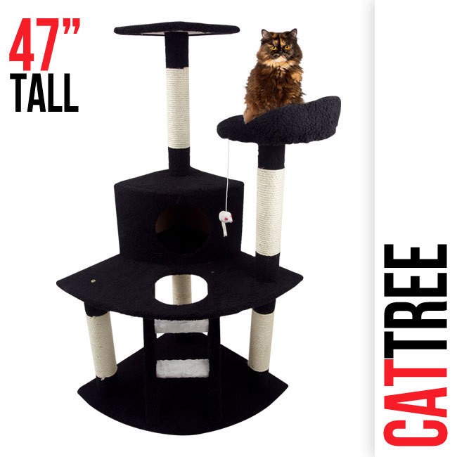 New Cat Tree 47 Level Condo Furniture Scratching Post Pet House Black 