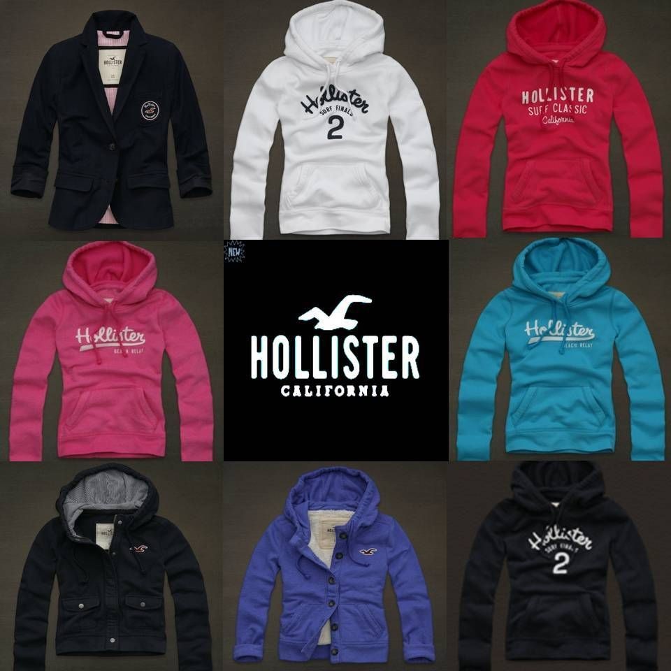 NWT 2012 WOMENS HOLLISTER A&F EMBROIDERED HOODIES SWEATSHIRT SHERPA 