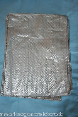 reversible POLY TARP silver blue woven coated camping canopy 