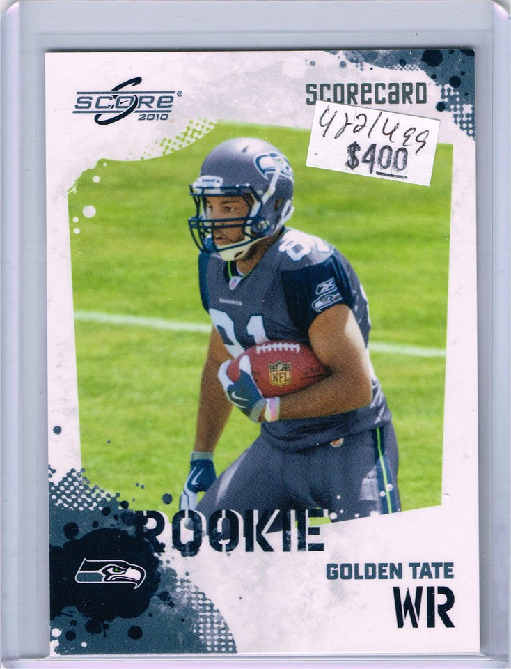 GOLDEN TATE 2010 Score SCORECARD ROOKIE RC #422/499 Set #345 LOL NFL 