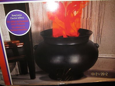 VERY RARE HALLOWEEN BLOW MOLD EERIE LARGE SPOOKY FLAMING WITCH POT 