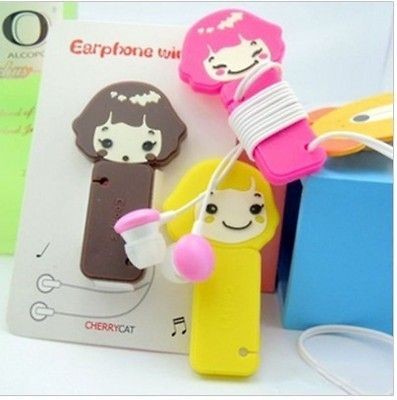 1xCute Cookie Girl Headset Earphone Wire Cord Organizer