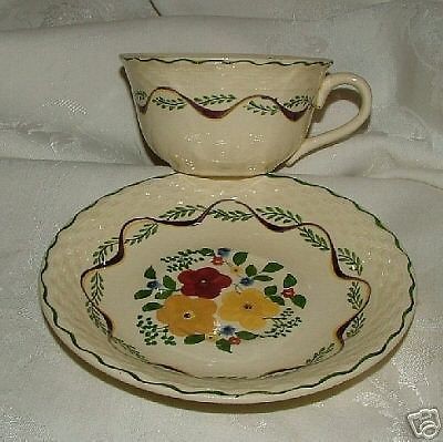 adams titian ware blossom time cup saucer 1905 as is