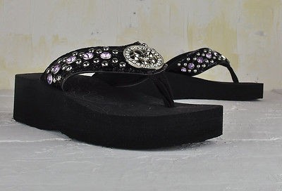 Montana West Flip Flops/Sandal SZ 6 Silver Pendant&Rhinestone CT S003 