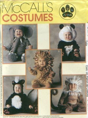 McCalls sewing pattern SKUNK LION MONKEY ELEPHANT PANDA Tom Arma 