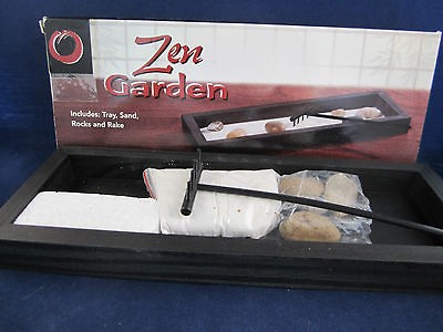 NEW Zen Garden   includes tray, sand, rocks, and rake   10 1/4 Long x 