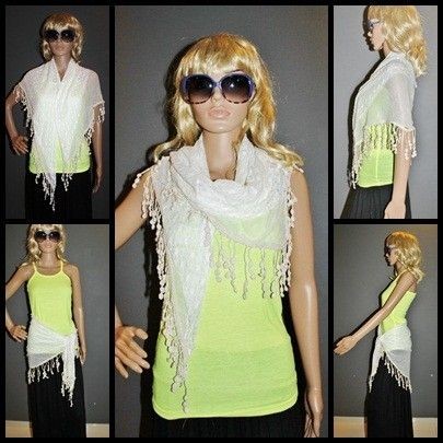   le fashion Asymme​tric 2 layer link Triangle des Scarf/shawl White