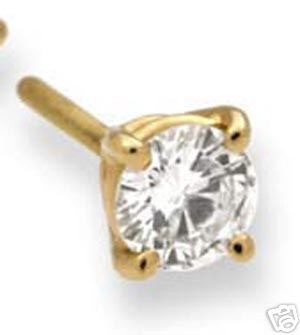 ONE DIAMOND STUD EARRING J COLOR SI CLARITY 1/2CT SINGLE 14K YELLOW