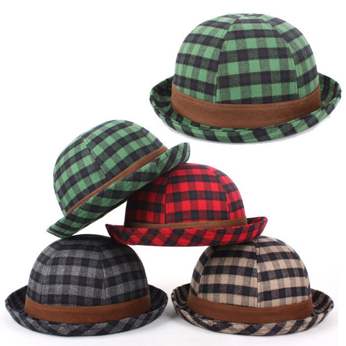   CHILDREN KIDS BOYS GIRLS CHECK ROUND FEDORA TRILBY BOWLER HAMBURG HAT