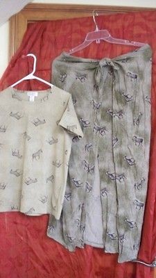 Jones NY Misses Size 8 Small 2 Piece Beach Casual Skirt & Tee Shirt 