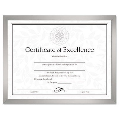 DAX Value U Channel Document Frame w/Certificates, 8 1/2 x 11, Silver