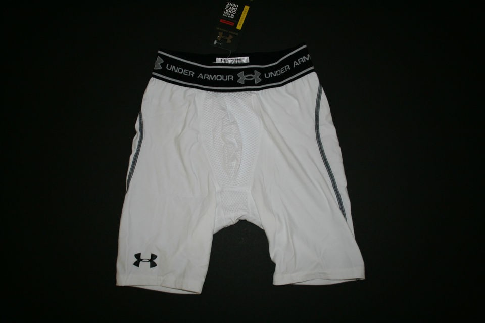 Under Armour VENTILATED Compression SHORTS Mens 7 Heatgear WHITE
