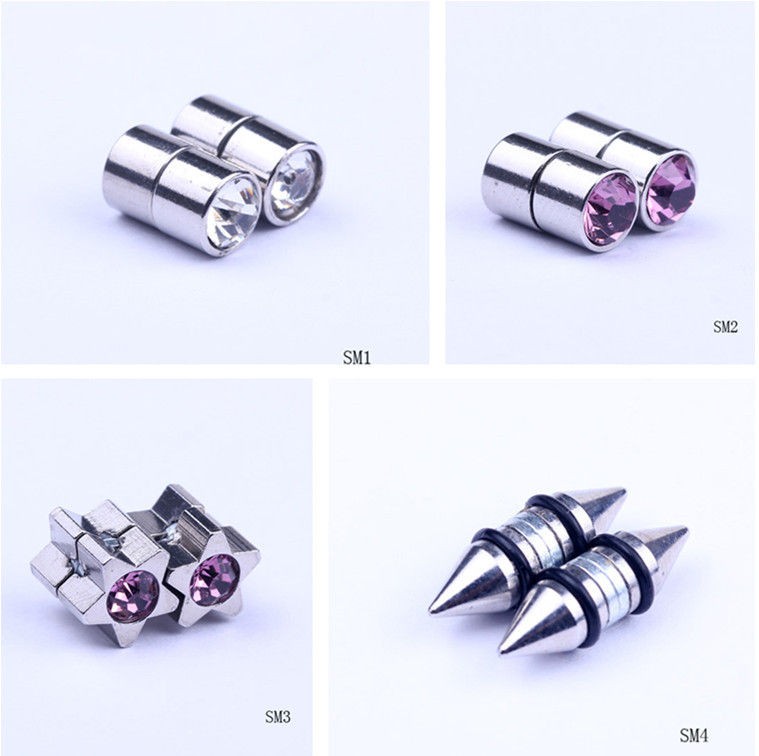 Cute Shape Men Magnetic No Ear Hole Alloy Ear Clip Stud Magnet Earring 