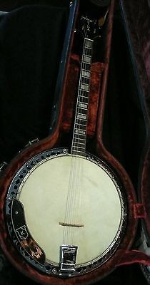   VINTAGE 4 STRING KAY SILVA BANJO MOTHER OF PEARL CASE EXCELLENT C