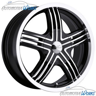 16x7 Milanni Stealth 5x100 5x114.3 5x4.5 +40mm Black Machined Wheels 