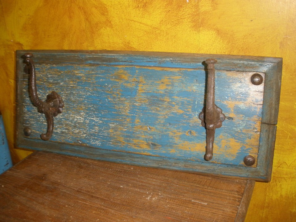   Old Door Panel Double Hat Rack #3 Mexican Western Cowboy Antique