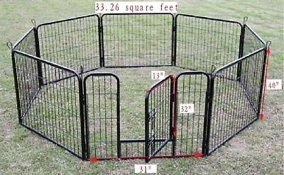   Black 8 Panel 40 Heavy Duty Pet Playpen Dog Exercise Pen Cat Fence B