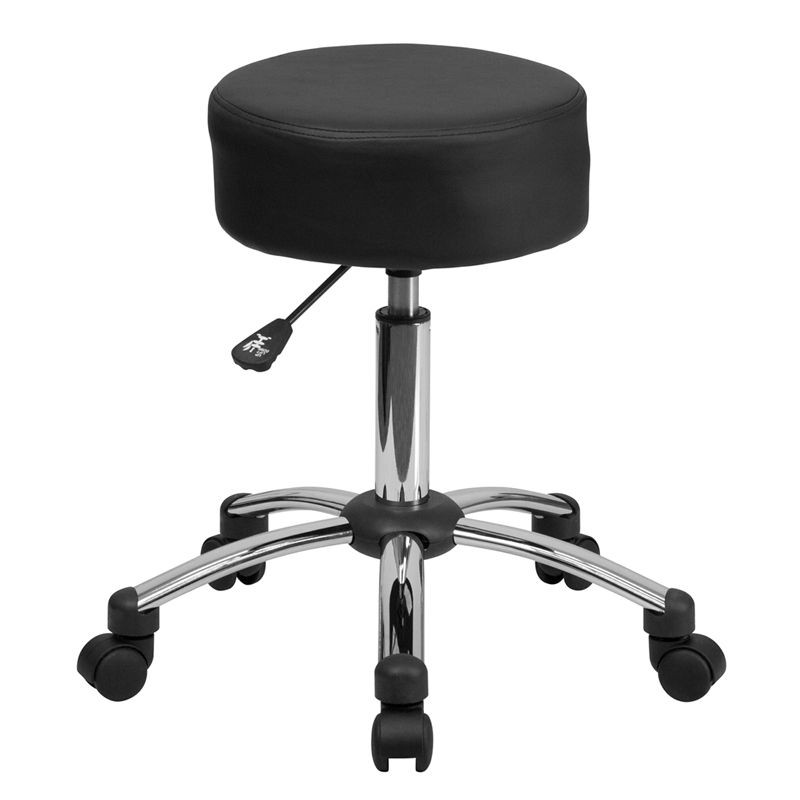 COMMERCIAL BLACK LEATHER CHROME BASE MEDICAL DENTAL SALON TATTOO 