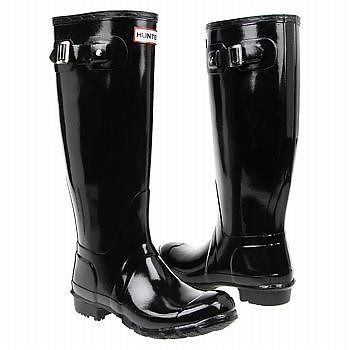 HUNTER ORIGINAL GLOSS TALL BLACK WELLINGTON BOOTS Welly Black