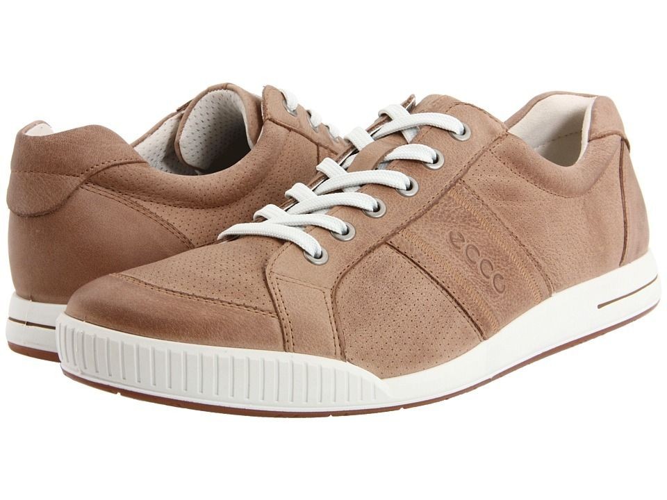 ecco mens glide earth light brown white lace up casual