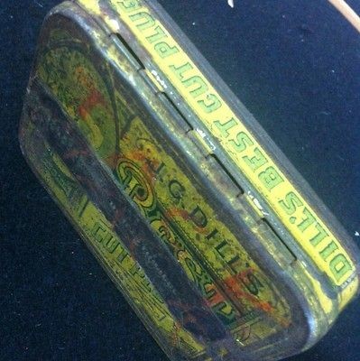 RARE VINTAGE DILLS BEST CUT PLUG TOBACCO TIN   GRAPHIC Sticker 