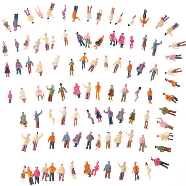 100pcs painted model train passenger people figures street scenes n