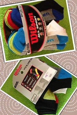 Wilson 6 Pair Boys All Sports Low Cut Socks Different Colors Size 6 8 