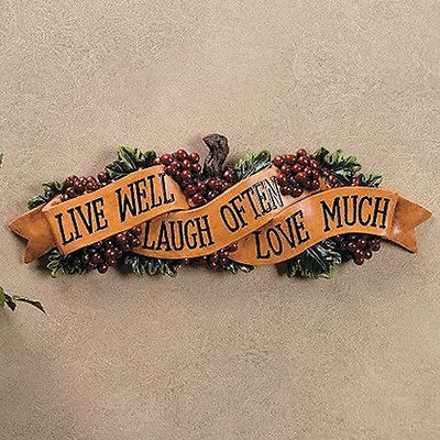 GRAPES Live Love Laugh WALL Sign Plaque DECOR Hanging Kitchen 16 Long