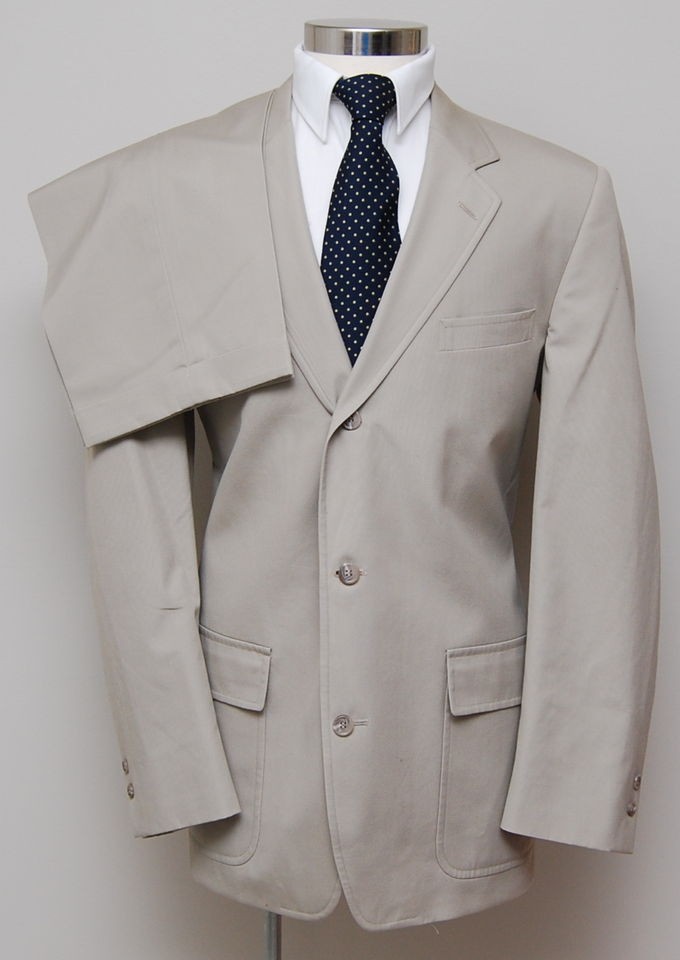 CLASSIC vintage MENS 44L Brooks Brother tan wool blend 2 piece SUIT