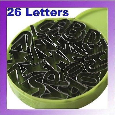 26PCS Letters Alphabet Shape Mould Fondant Cookie Biscuit Cake Mold 