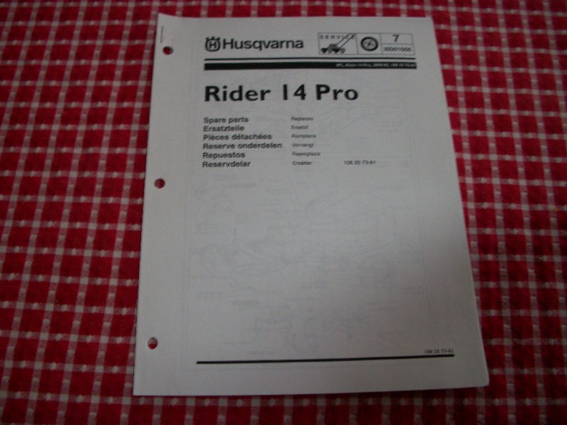 husqvarna 14 pro riding mower illustrated parts list time left